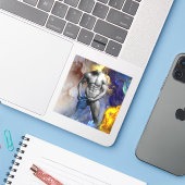 SlipperyJoe's Man steamy shirtloze borstrokken Sticker (Laptop met iPhone)