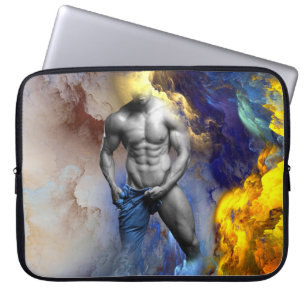 SlipperyJoe's Man stomende shirtloze abs zes-pack Laptop Sleeve
