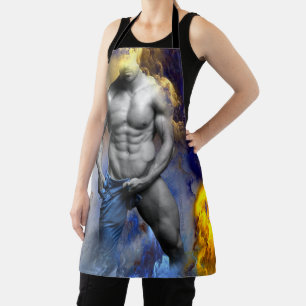 SlipperyJoe's Man stomende shirtloze abs zes-pack Schort