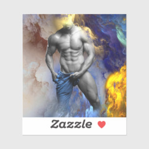SlipperyJoe's Man stomende shirtloze abs zes-pack Sticker