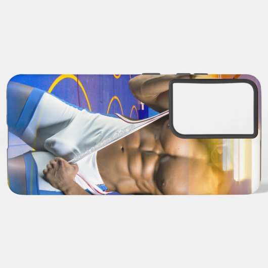 SlipperyJoe's Man, zes-pak worstelgymzaal b Samsung Galaxy Hoesje (Linkerkant)