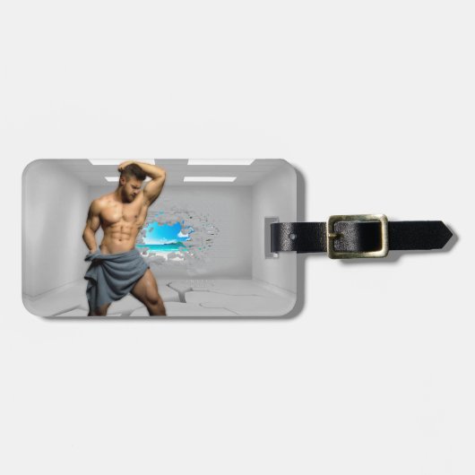 SlipperyJoe's Mannen handdoek gebroken witte bakst Bagagelabel (Voorkant horizontaal)