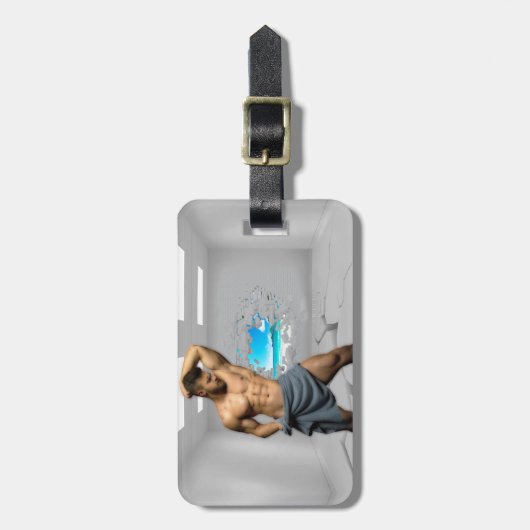 SlipperyJoe's Mannen handdoek gebroken witte bakst Bagagelabel (Voorkant verticaal)