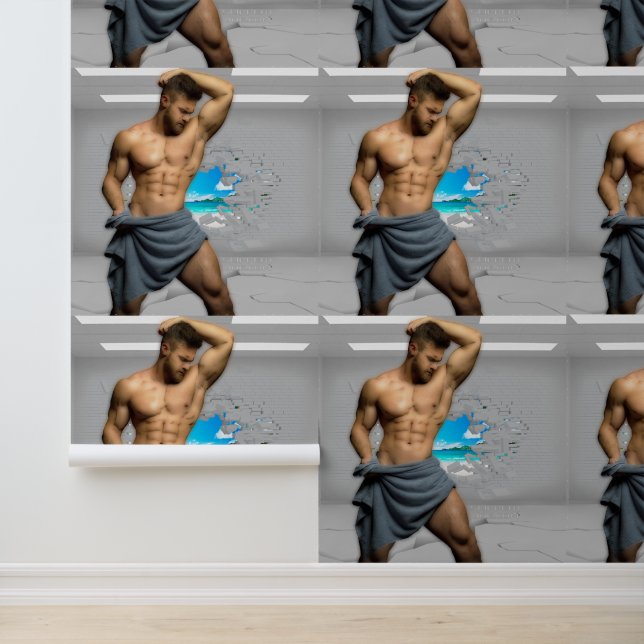 SlipperyJoe's Mannen handdoek gebroken witte bakst Behang (Applicatie)