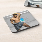 SlipperyJoe's Mannen handdoek gebroken witte bakst Bier Onderzetter (Linkerzijde)