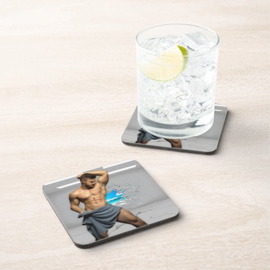 SlipperyJoe's Mannen handdoek gebroken witte bakst Bier Onderzetter (Rechterzijde)