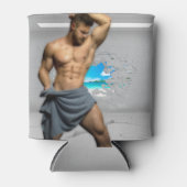 SlipperyJoe's Mannen handdoek gebroken witte bakst Blikjeskoeler (Voorkant)