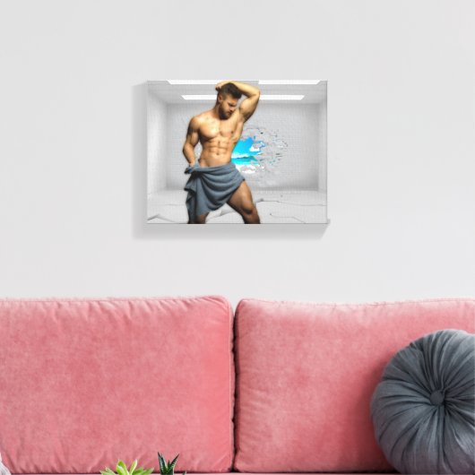 SlipperyJoe's Mannen handdoek gebroken witte bakst Canvas Afdruk (Insitu (Woonkamer))