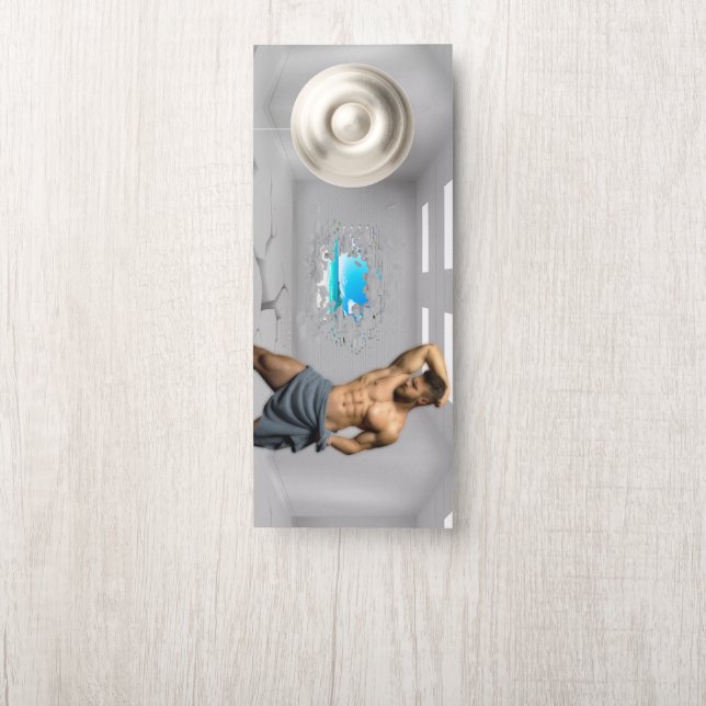 SlipperyJoe's Mannen handdoek gebroken witte bakst Deurhanger (Op knop)