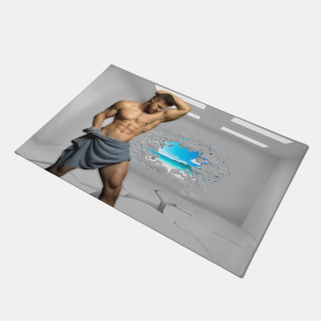 SlipperyJoe's Mannen handdoek gebroken witte bakst Deurmat (Schuin)