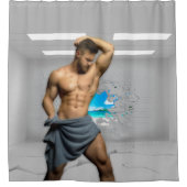 SlipperyJoe's Mannen handdoek gebroken witte bakst Douchegordijn (Voorkant)