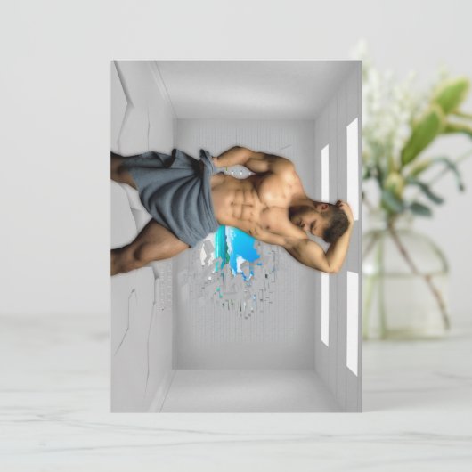 SlipperyJoe's Mannen handdoek gebroken witte bakst Feestdagenkaart (Staand voorkant)