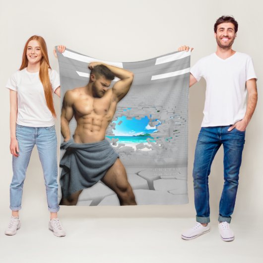 SlipperyJoe's Mannen handdoek gebroken witte bakst Fleece Deken (In situ)