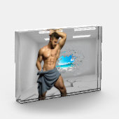 SlipperyJoe's Mannen handdoek gebroken witte bakst Fotoblokken (Links)