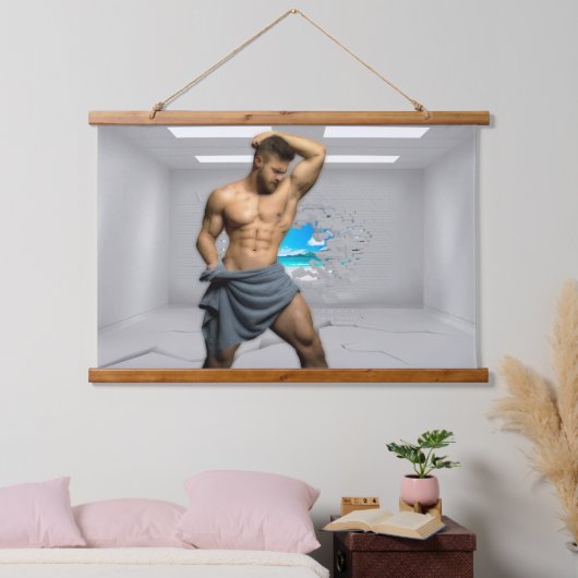 SlipperyJoe's Mannen handdoek gebroken witte bakst Hangend Wandkleed (Slaapkamer)