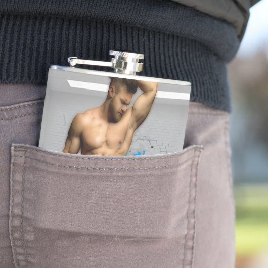 SlipperyJoe's Mannen handdoek gebroken witte bakst Heupfles (Voorbeeld)