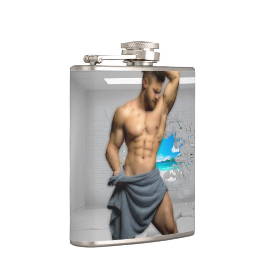 SlipperyJoe's Mannen handdoek gebroken witte bakst Heupfles (Rechts)