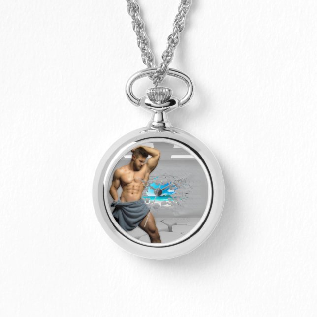 SlipperyJoe's Mannen handdoek gebroken witte bakst Horloge (Voorkant)