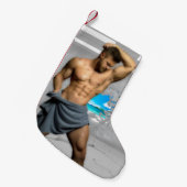SlipperyJoe's Mannen handdoek gebroken witte bakst Kleine Kerstsok (Voorkant (Hangend))