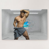 SlipperyJoe's Mannen handdoek gebroken witte bakst Legpuzzel (Horizontaal)