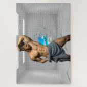 SlipperyJoe's Mannen handdoek gebroken witte bakst Legpuzzel (Verticaal)