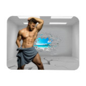 SlipperyJoe's Mannen handdoek gebroken witte bakst Magneet (Horizontaal)