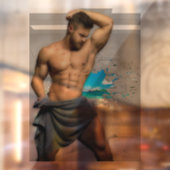 SlipperyJoe's Mannen handdoek gebroken witte bakst Raamsticker (Vel 2)