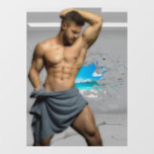 SlipperyJoe's Mannen handdoek gebroken witte bakst Raamsticker (Vel)