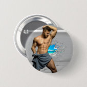 SlipperyJoe's Mannen handdoek gebroken witte bakst Ronde Button 5,7 Cm (Voorkant /achterkant)