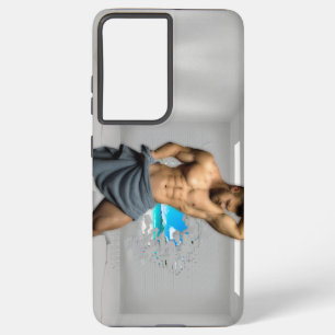 SlipperyJoe's Mannen handdoek gebroken witte bakst Samsung Galaxy Hoesje