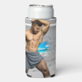 SlipperyJoe's Mannen handdoek gebroken witte bakst Seltzer Blikjeskoeler (Seltzer Achterkant)