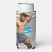 SlipperyJoe's Mannen handdoek gebroken witte bakst Seltzer Blikjeskoeler (Seltzer Voorkant)