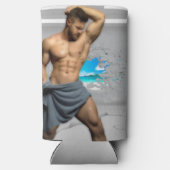 SlipperyJoe's Mannen handdoek gebroken witte bakst Seltzer Blikjeskoeler (Achterkant)