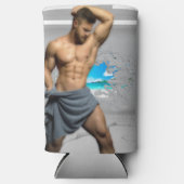 SlipperyJoe's Mannen handdoek gebroken witte bakst Seltzer Blikjeskoeler (Voorkant)