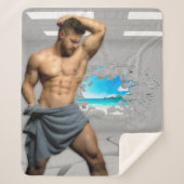 SlipperyJoe's Mannen handdoek gebroken witte bakst Sherpa Deken (Voorkant)