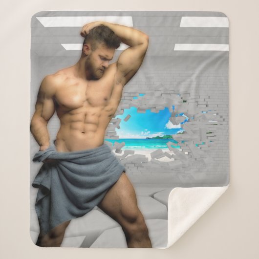 SlipperyJoe's Mannen handdoek gebroken witte bakst Sherpa Deken (Voorkant)