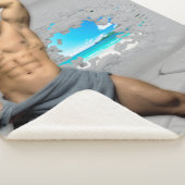 SlipperyJoe's Mannen handdoek gebroken witte bakst Sherpa Deken (3/4)