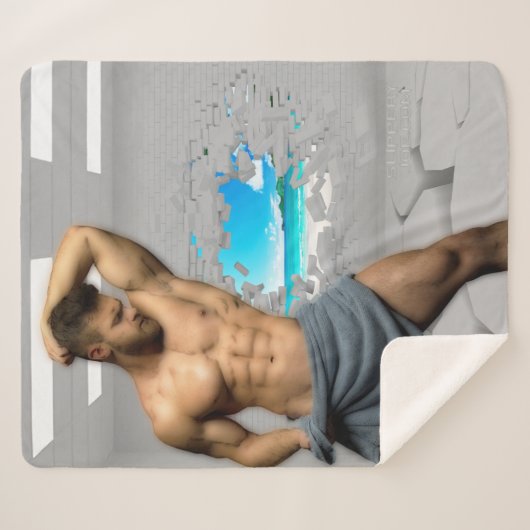 SlipperyJoe's Mannen handdoek gebroken witte bakst Sherpa Deken (Voorkant (horizontaal))