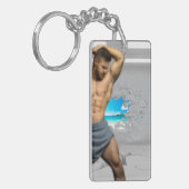 SlipperyJoe's Mannen handdoek gebroken witte bakst Sleutelhanger (Voorkant Links)