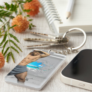 SlipperyJoe's Mannen handdoek gebroken witte bakst Sleutelhanger