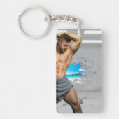 SlipperyJoe's Mannen handdoek gebroken witte bakst Sleutelhanger (Voorkant)