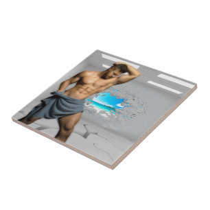 SlipperyJoe's Mannen handdoek gebroken witte bakst Tegeltje