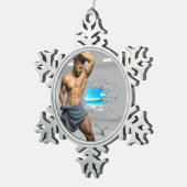 SlipperyJoe's Mannen handdoek gebroken witte bakst Tin Sneeuwvlok Ornament (Rechts)