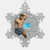 SlipperyJoe's Mannen handdoek gebroken witte bakst Tin Sneeuwvlok Ornament (Voorkant)