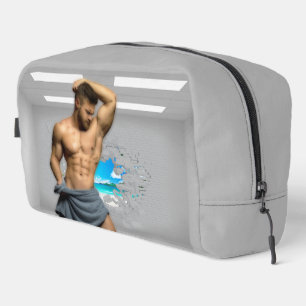 SlipperyJoe's Mannen handdoek gebroken witte bakst Toilettasje