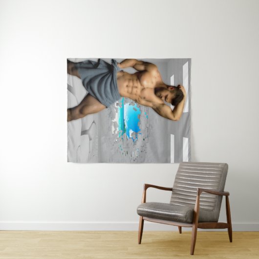 SlipperyJoe's Mannen handdoek gebroken witte bakst Wandkleed (In Situ (horizontaal))