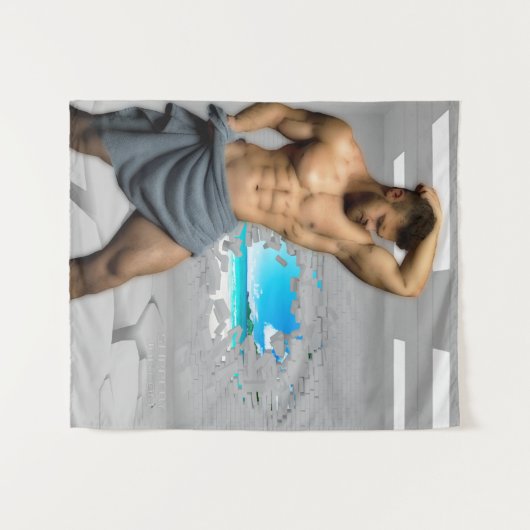 SlipperyJoe's Mannen handdoek gebroken witte bakst Wandkleed (Voorkant (horizontaal))