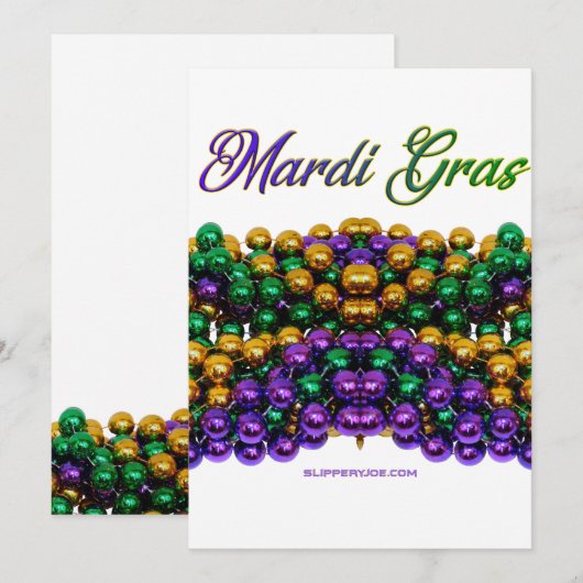 SlipperyJoe's Mardi Gras Bead Kettingen paarse gol Feestdagenkaart (Voorkant / Achterkant)