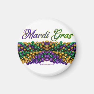 SlipperyJoe's Mardi Gras Bead Kettingen paarse gol Magneet