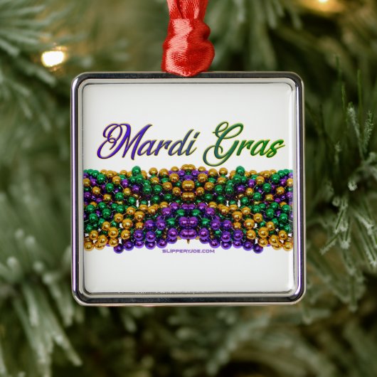 SlipperyJoe's Mardi Gras Bead Kettingen paarse gol Metalen Ornament (Boom)
